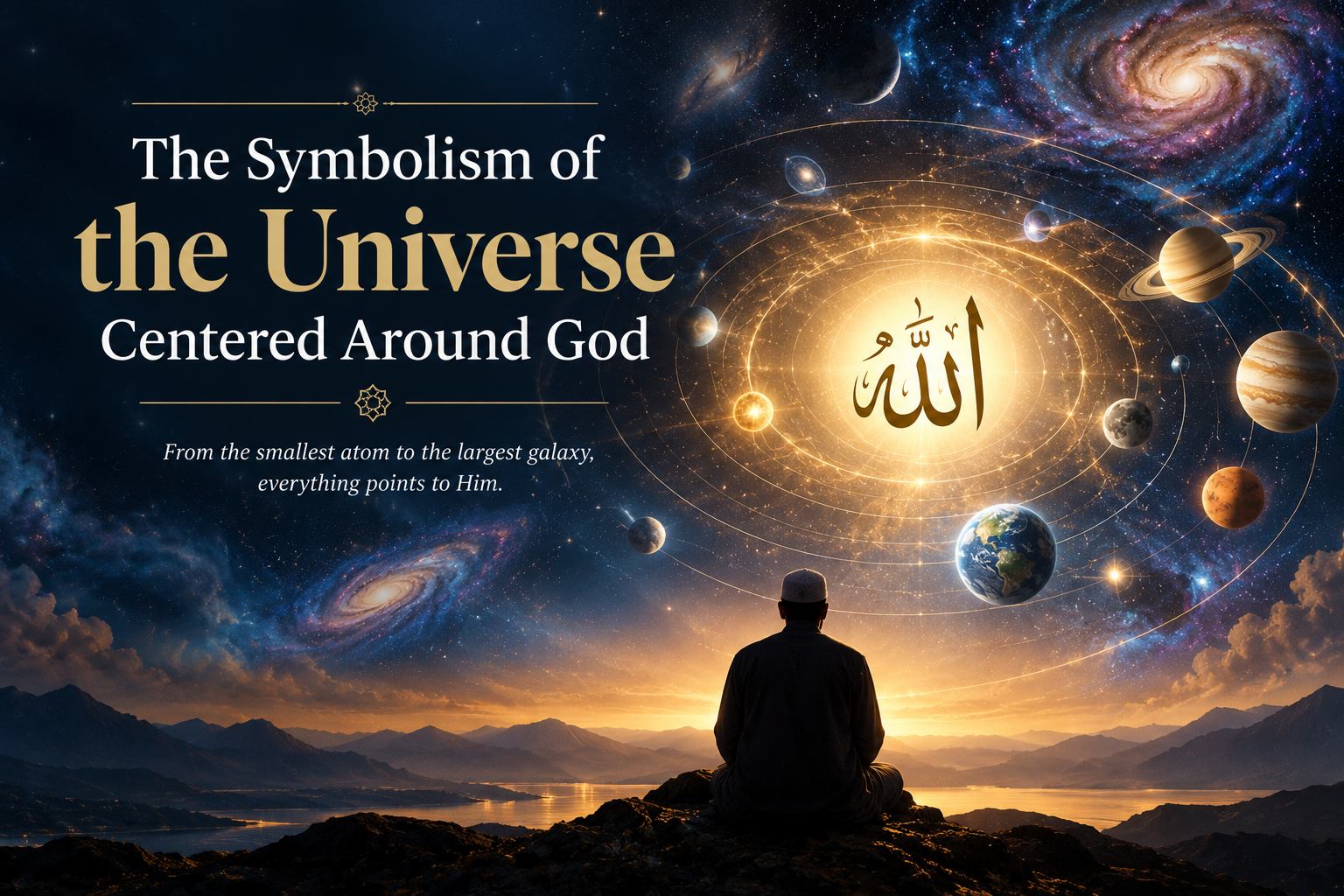 The image presents the Kaaba surrounded by thousands of pilgrims performing Tawaf, viewed from an elevated perspective. A large elegant panel highlights the significance of the seven rounds, with symbolic icons representing devotion, unity, and spiritual closeness to Allah.