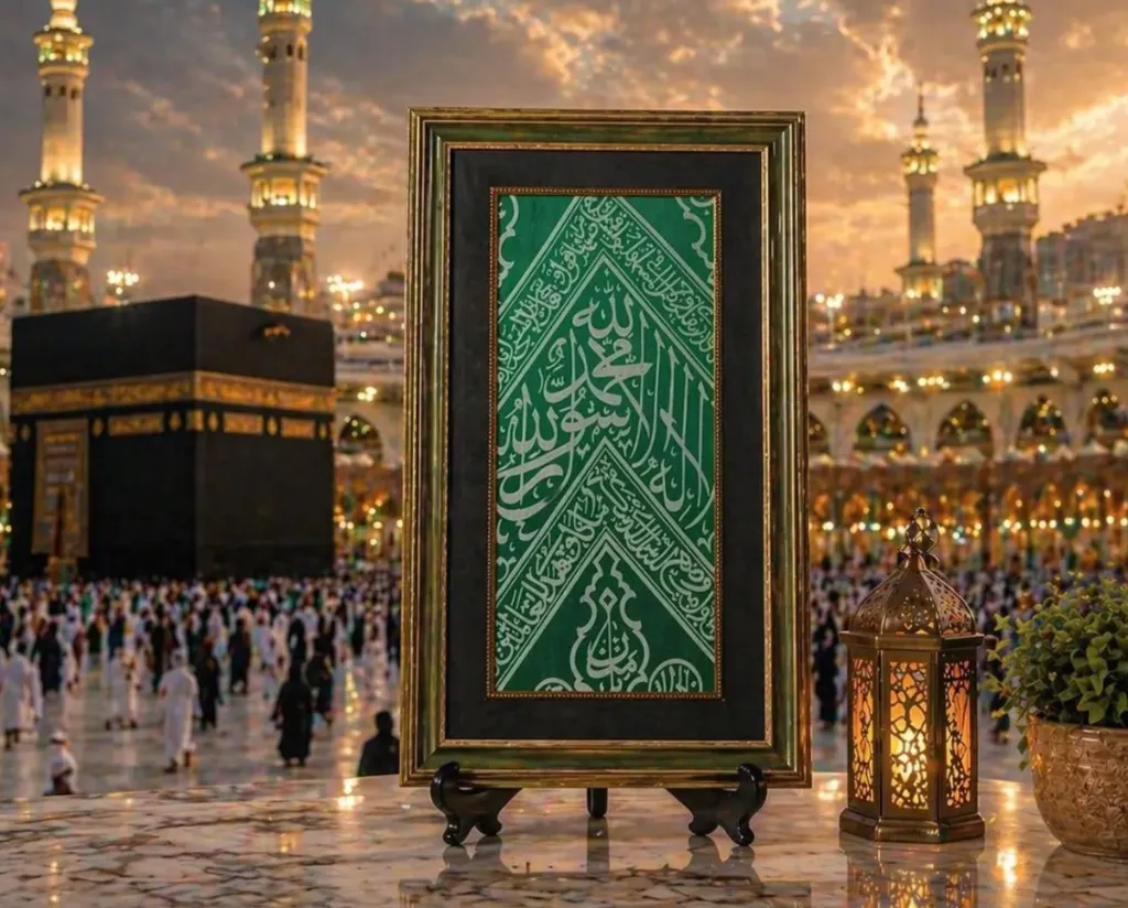 Green Kiswah Cloth of Inside Kaabah 50x30 cm – Premium Islamic Decor Piece