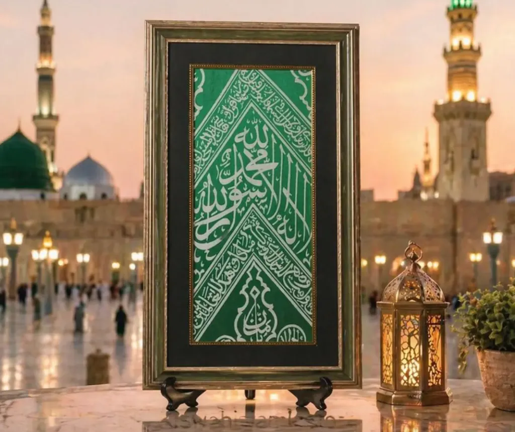 Green Kiswah Cloth of Inside Kaabah 50x30 cm – Premium Islamic Decor Piece